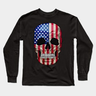 Skull, American flag Long Sleeve T-Shirt